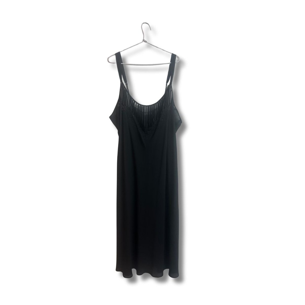 Jones New York Vintage Y2K Goth Black Gown Sheer Velvet Stripe Maxi Dress XL